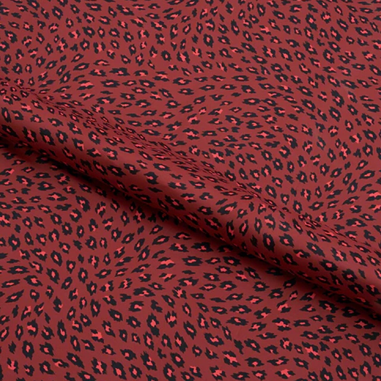 Black on Red Cheetah Printed 82% Nylon, 18% Spandex Fabric 55/56” Width